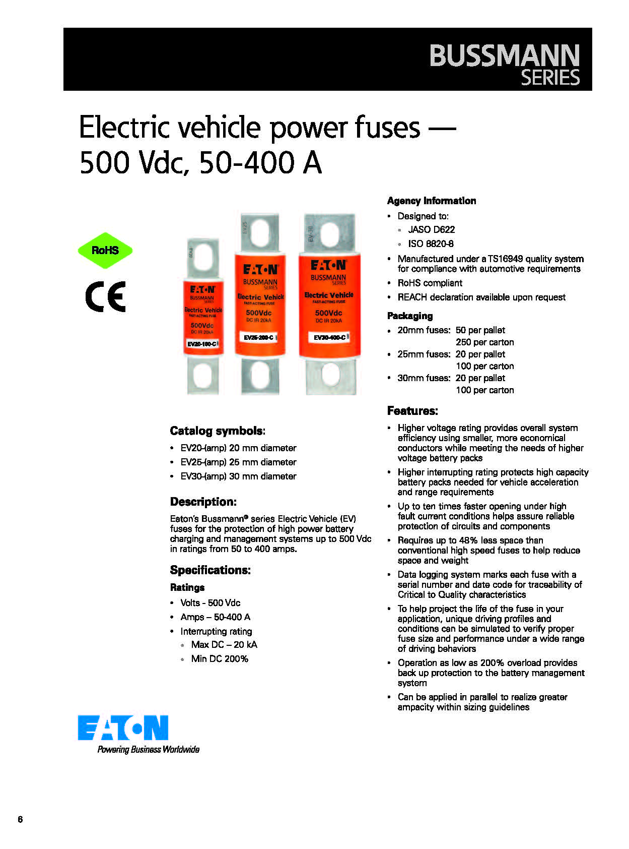 EV30 500VDC電動(dòng)汽車高壓盒熔斷器 介紹
